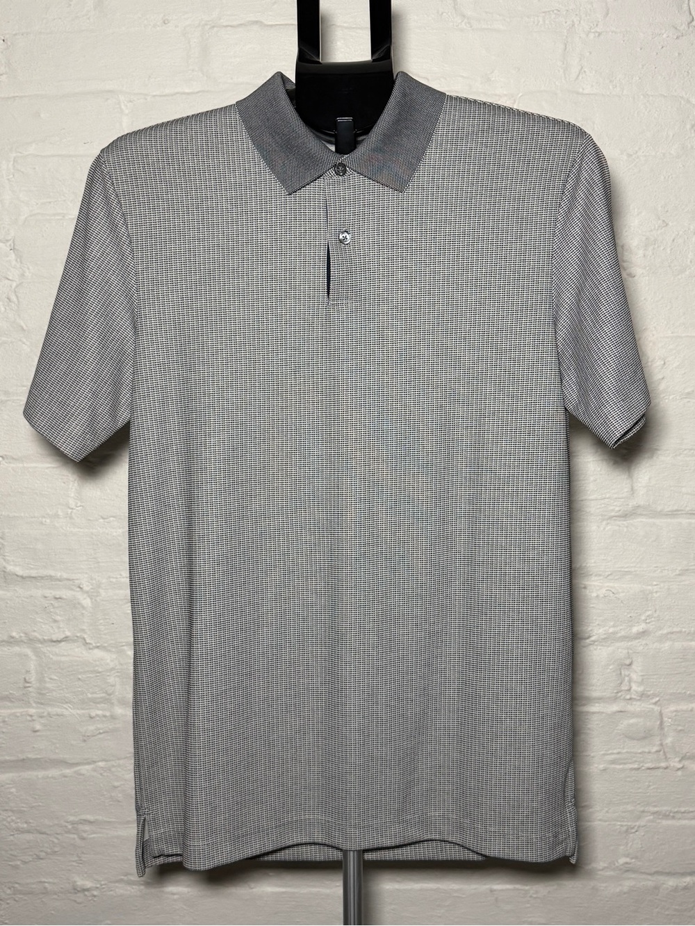 Theory Eclipse Gray White Standard Polo in Graph Jacquard N055516R NWT